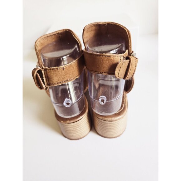 Miz Mooz Fiji Buckle Leather Strappy Criss Cross Open Peep Toe Sandals 37 6.5 7 - Picture 9 of 12